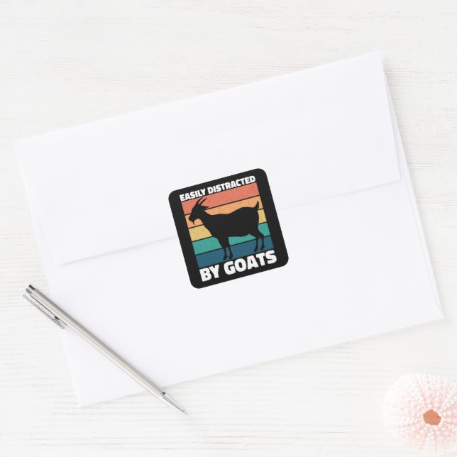 Easily Distracted By Goats Cute Farming Lover Cool Square Sticker (Envelope)