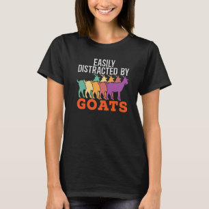 Easily Distracted By Goats Goat  Farmer Retro Vint T-Shirt