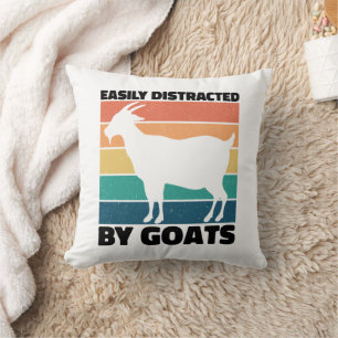 Easily Distracted By Goats Lovers Kawaii Pet Funny Throw Pillow