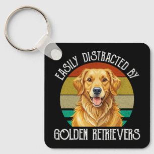 Easily Distracted By Golden Retrievers Keychain