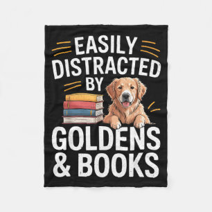 Easily Distracted By Goldens & Books - Golden Fleece Blanket