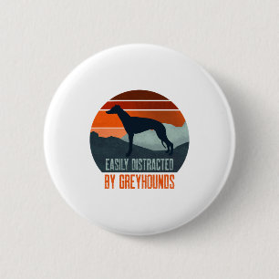 Easily Distracted By Greyhounds Dog Walking 2 Inch Round Button