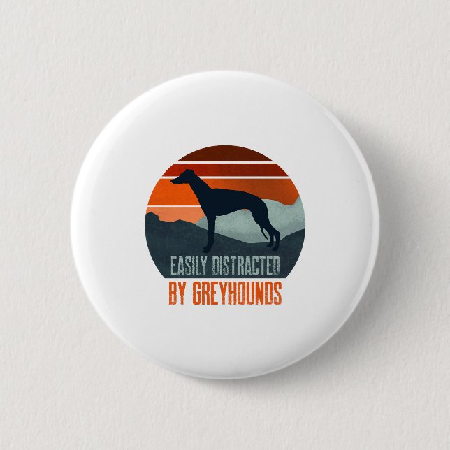 Easily Distracted By Greyhounds Dog Walking 2 Inch Round Button (Front)