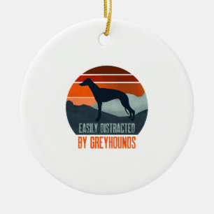 Easily Distracted By Greyhounds Dog Walking Ceramic Ornament