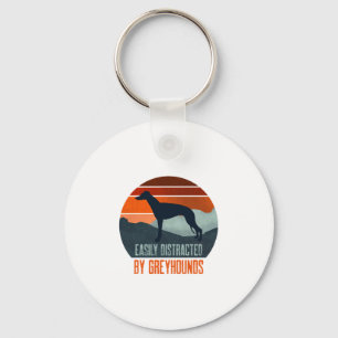 Easily Distracted By Greyhounds Dog Walking Keychain