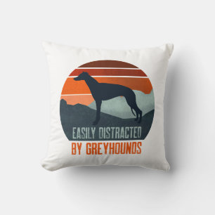 Easily Distracted By Greyhounds Dog Walking Throw Pillow