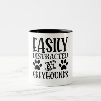 Easily Distracted By Greyhounds Two-Tone Coffee Mug