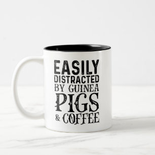 Easily Distracted By Guinea Pigs And Coffee Two-Tone Coffee Mug