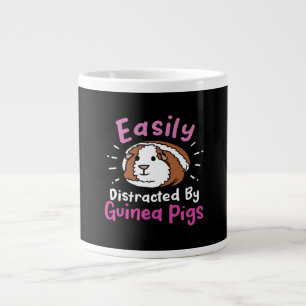 Easily Distracted By Guinea Pigs   Cute Pet Lover Large Coffee Mug