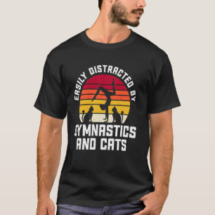 Easily Distracted by Gymnastics and Cats for Girls T-Shirt