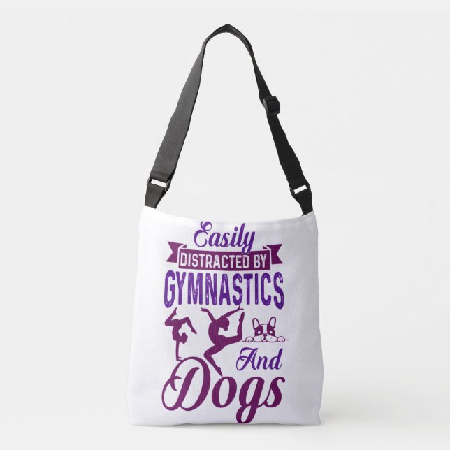 Easily Distracted By Gymnastics and Dogs Crossbody Bag (Front)