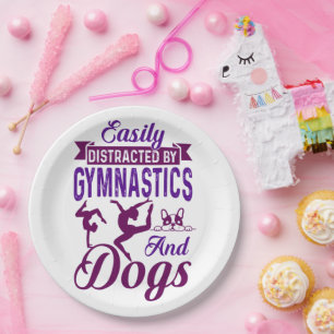 Easily Distracted By Gymnastics and Dogs Paper Plate