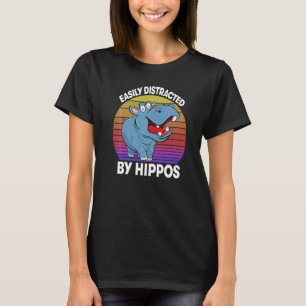 Easily Distracted By Hippo  Women Hippopotamus Par T-Shirt