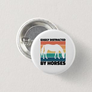Easily Distracted By Horses Farming Lover Cool  1 Inch Round Button