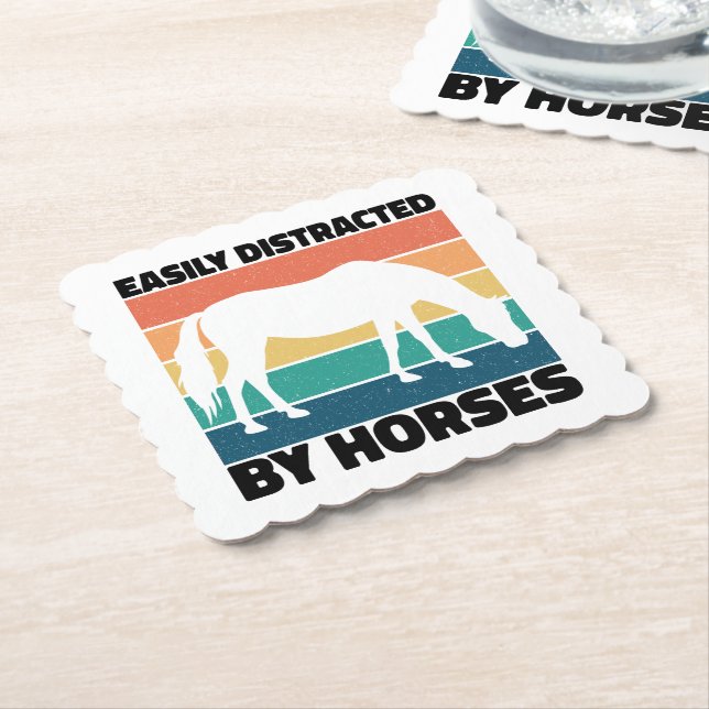 Easily Distracted By Horses Farming Lover Cool  Paper Coaster (Angled)