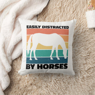 Easily Distracted By Horses Farming Lover Cool Throw Pillow