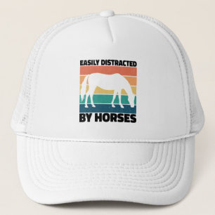 Easily Distracted By Horses Farming Lover Cool  Trucker Hat