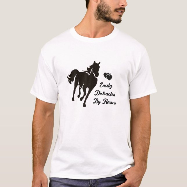  Easily Distracted By Horses Horse Back Riding Gra T-Shirt (Front)
