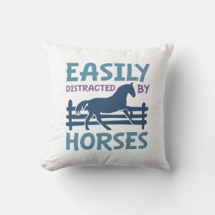 Easily Distracted By Horses Throw Pillow
