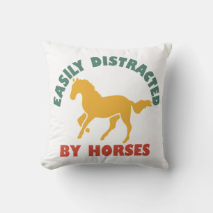 Easily Distracted By Horses Throw Pillow