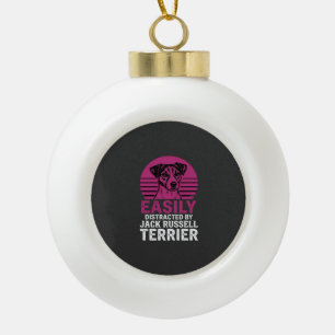 Easily Distracted By Jack Russell Terrier Ceramic Ball Christmas Ornament