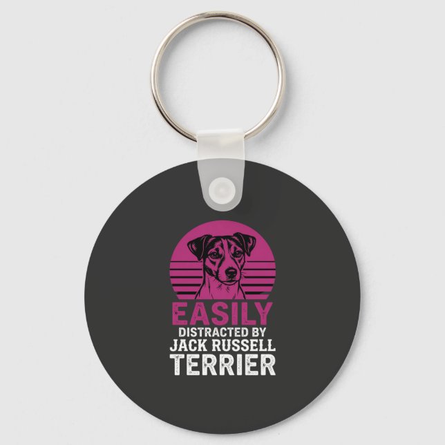Easily Distracted By Jack Russell Terrier Keychain (Front)