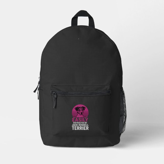 Easily Distracted By Jack Russell Terrier Printed Backpack (Front)