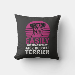 Easily Distracted By Jack Russell Terrier Throw Pillow
