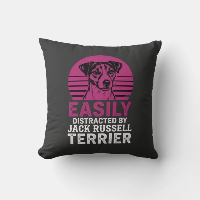 Easily Distracted By Jack Russell Terrier Throw Pillow (Front)