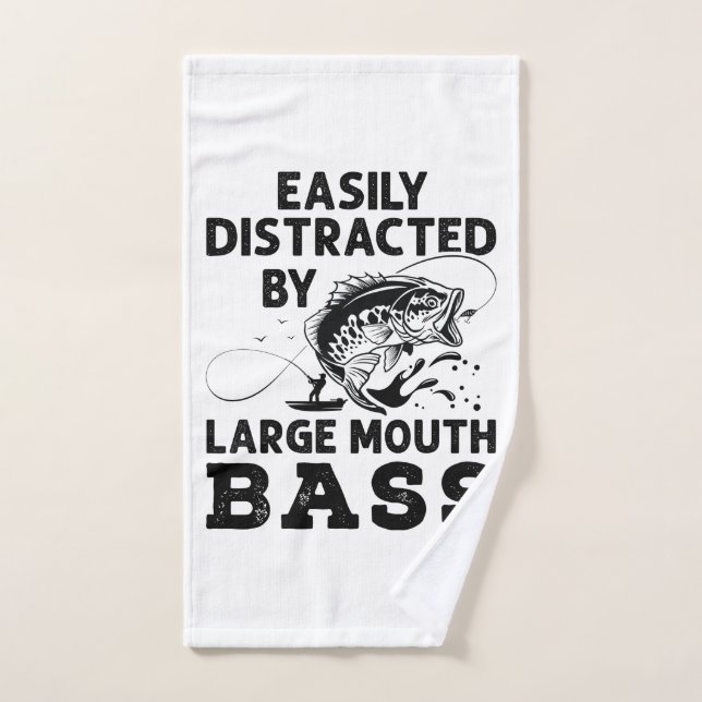 Easily Distracted by Large Mouth Bass Fisherman Hand Towel (Hand Towel)
