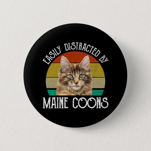 Easily Distracted By Maine Coons 2 Inch Round Button (Front)