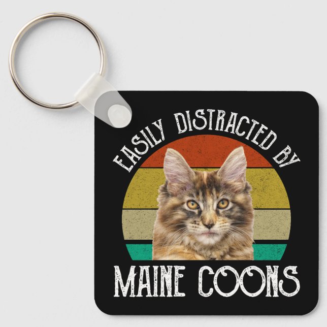 Easily Distracted By Maine Coons Keychain (Front)