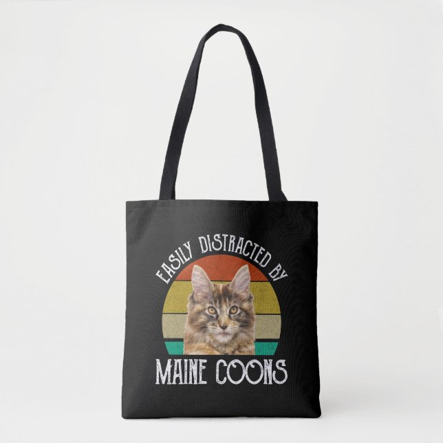 Easily Distracted By Maine Coons Tote Bag (Front)