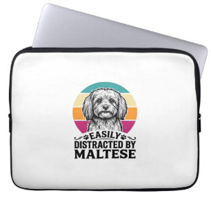 Easily Distracted By Maltese Vintage Dog Design_1 Laptop Sleeve