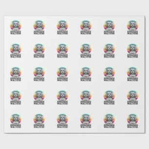Easily Distracted By Maltese Vintage Dog Design_1 Wrapping Paper
