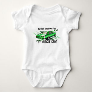 EASILY DISTRACTED By Muscle Cars Baby Bodysuit