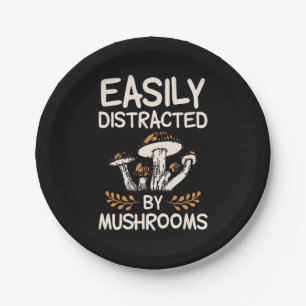 Easily Distracted By Mushroom Paper Plate