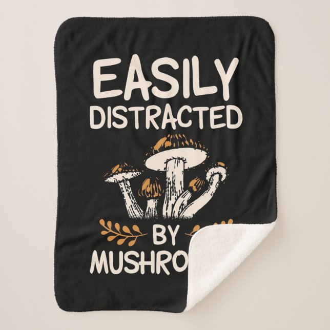 Easily Distracted By Mushroom Sherpa Blanket (Front)