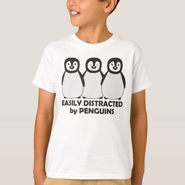 Easily Distracted by Penguins T-Shirt (Front)