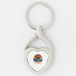 Easily Distracted By Pitbulls Dog Walking Keychain