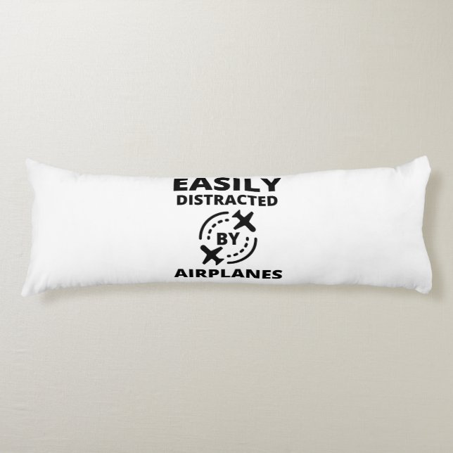 Easily distracted by planes funny pilot airplane body pillow (Front)