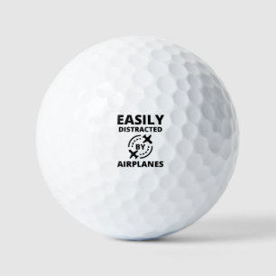 Easily distracted by planes funny pilot aviator golf balls