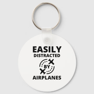 Easily distracted by planes funny pilot aviator keychain