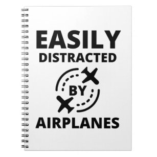 Easily distracted by planes funny pilot aviator notebook