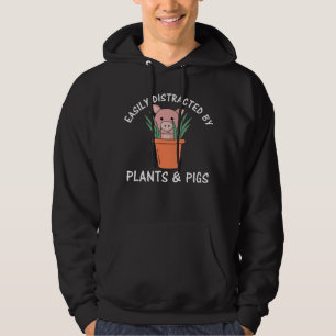 Easily Distracted By Plants And Pigs Plant Pink Hoodie