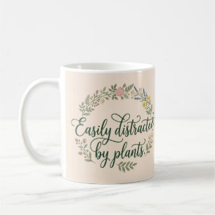 Easily Distracted by Plants Floral Script Mug