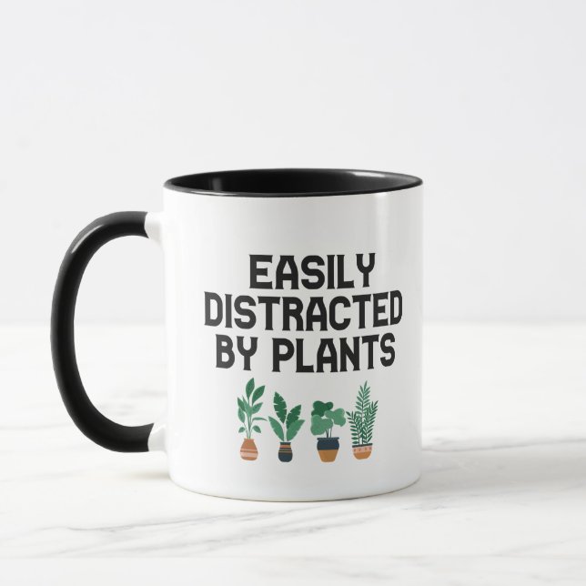 Easily Distracted By Plants Funny Gardening Adhd  Mug (Left)