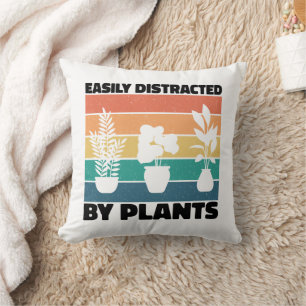 Easily Distracted By Plants Planting Love Colourfu Throw Pillow