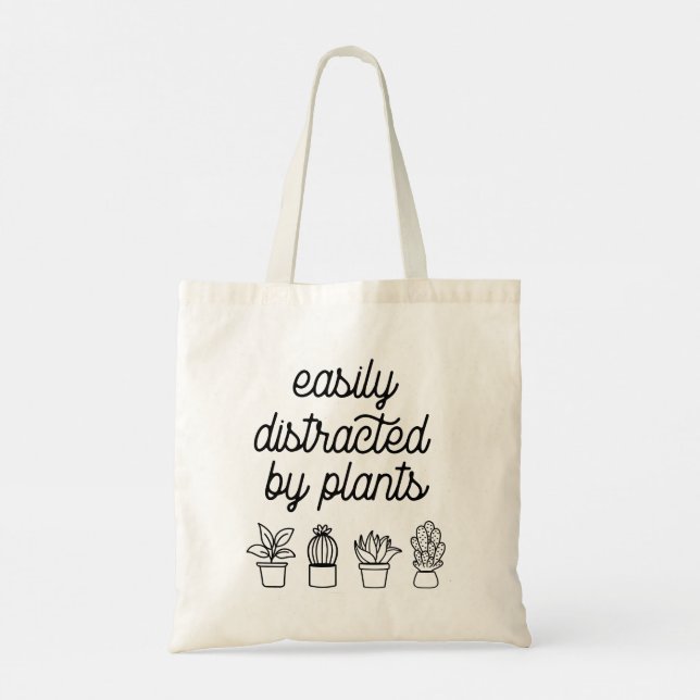 Easily distracted by plants tote bag (Back)