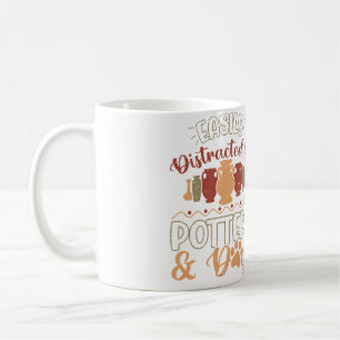 Easily Distracted By Pottery Dogs Pot Kiln Clay Po Coffee Mug